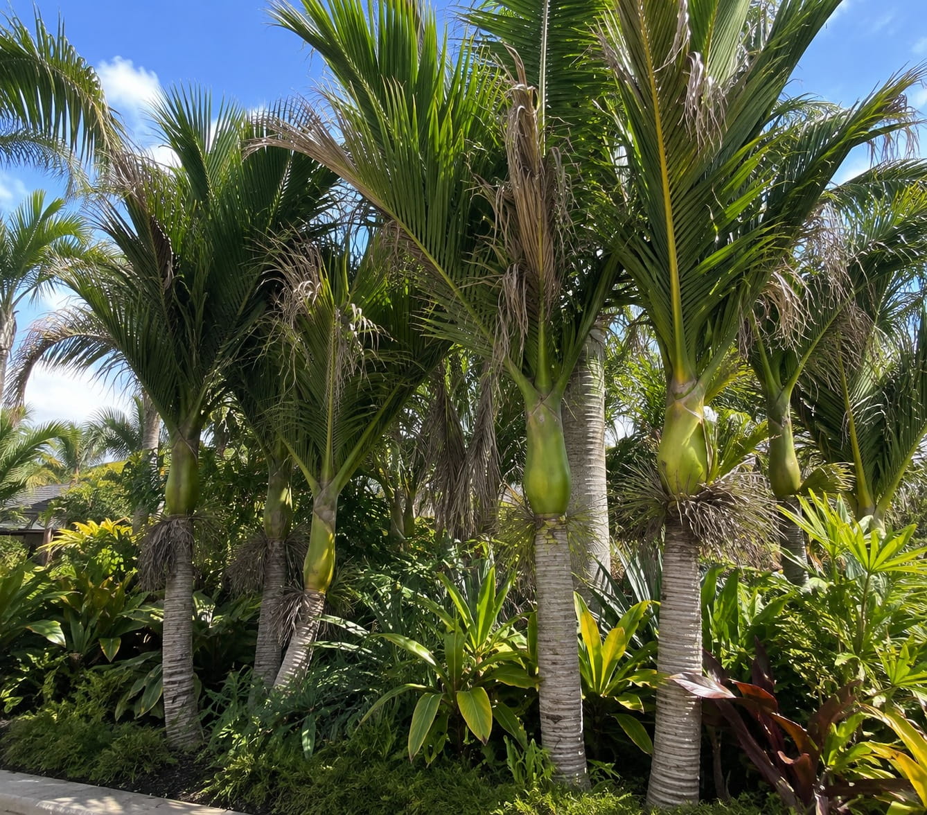 Stand of Nikau palms in an Auckland garden